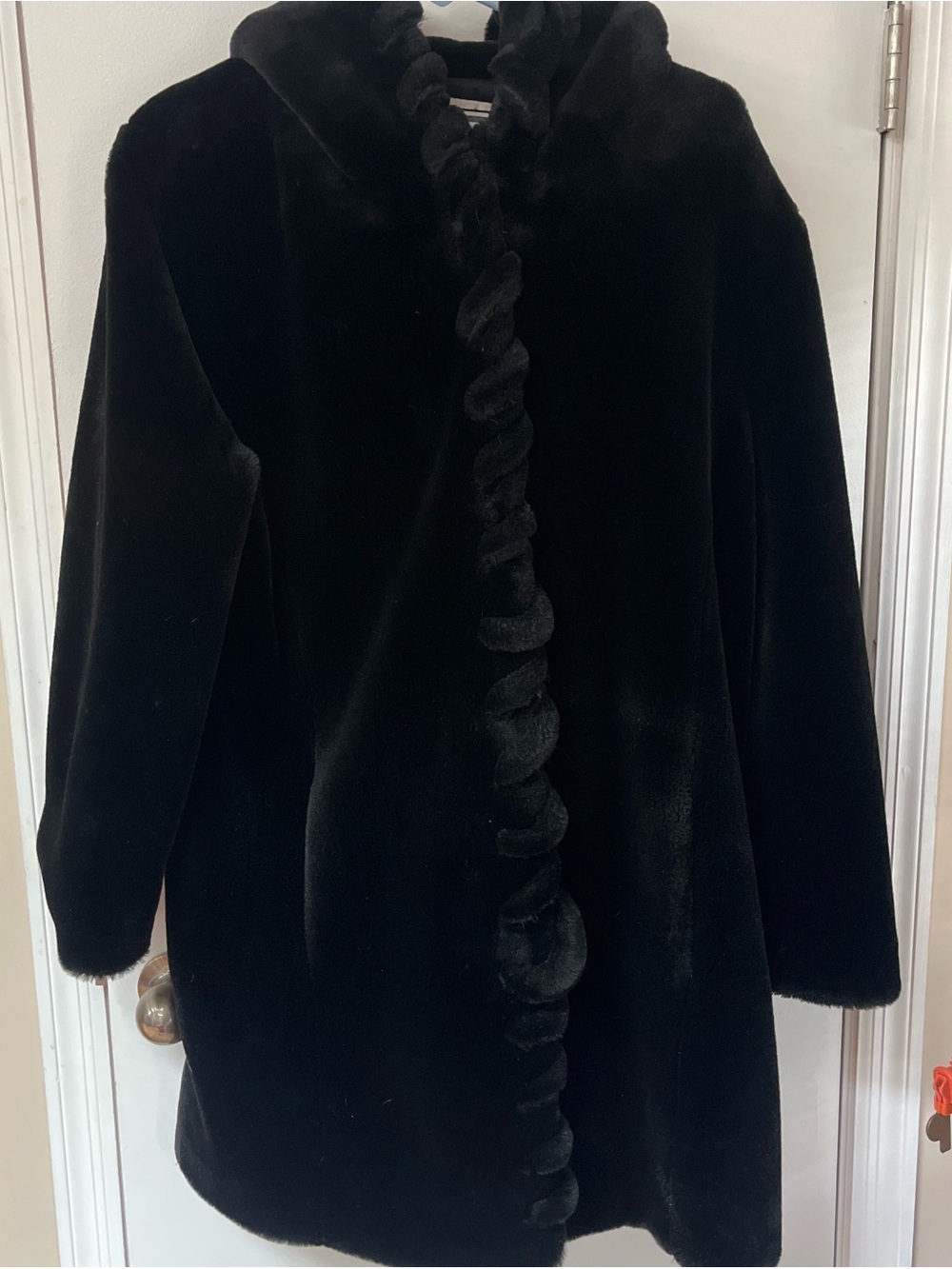 Vintage Marvin Richard’s- Women's Black Faux Fur Hooded Coat